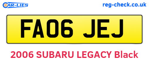 FA06JEJ are the vehicle registration plates.