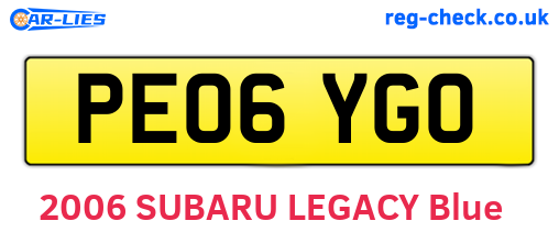 PE06YGO are the vehicle registration plates.