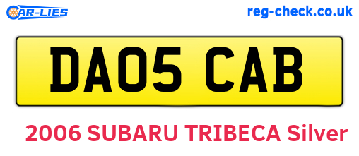 DA05CAB are the vehicle registration plates.