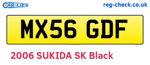 MX56GDF are the vehicle registration plates.