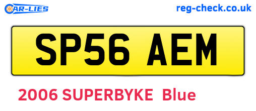 SP56AEM are the vehicle registration plates.