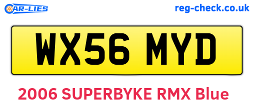WX56MYD are the vehicle registration plates.
