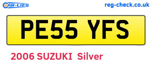 PE55YFS are the vehicle registration plates.