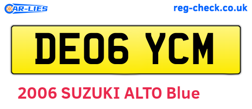 DE06YCM are the vehicle registration plates.