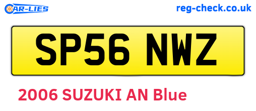 SP56NWZ are the vehicle registration plates.