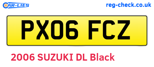 PX06FCZ are the vehicle registration plates.