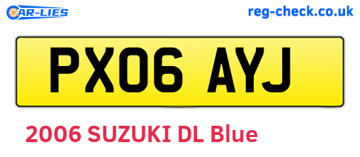 PX06AYJ are the vehicle registration plates.