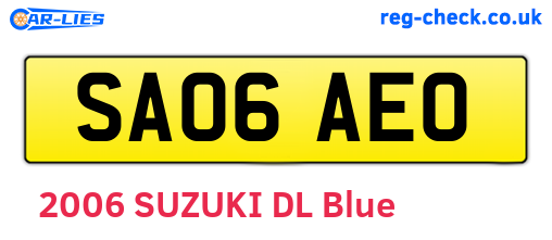 SA06AEO are the vehicle registration plates.