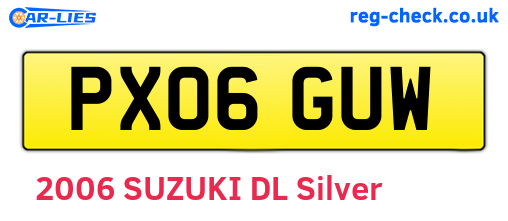 PX06GUW are the vehicle registration plates.