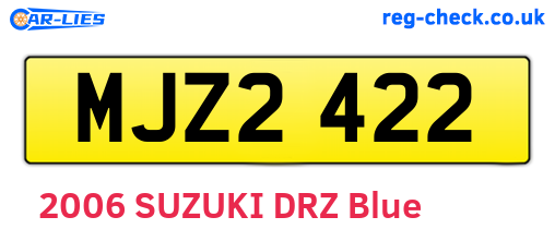 MJZ2422 are the vehicle registration plates.