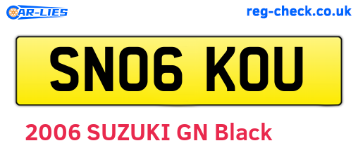 SN06KOU are the vehicle registration plates.