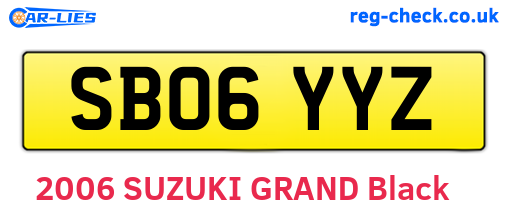 SB06YYZ are the vehicle registration plates.
