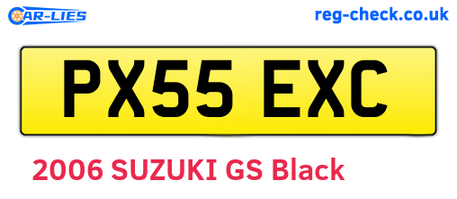 PX55EXC are the vehicle registration plates.