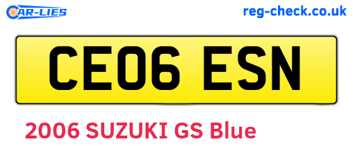CE06ESN are the vehicle registration plates.