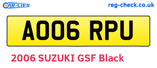 AO06RPU are the vehicle registration plates.