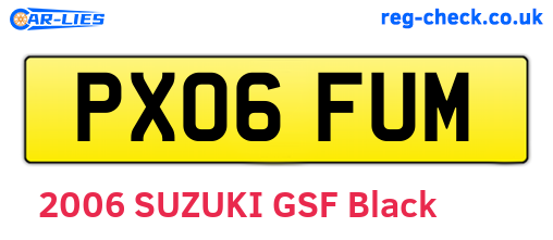 PX06FUM are the vehicle registration plates.