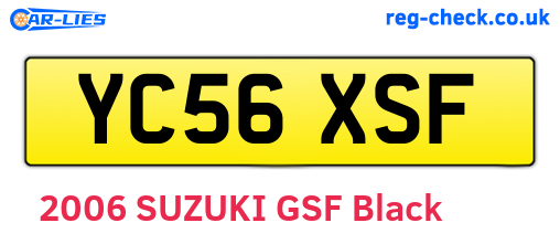 YC56XSF are the vehicle registration plates.