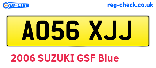 AO56XJJ are the vehicle registration plates.