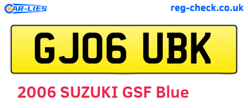GJ06UBK are the vehicle registration plates.