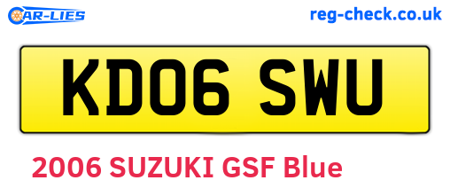 KD06SWU are the vehicle registration plates.