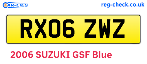 RX06ZWZ are the vehicle registration plates.