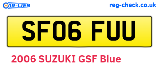 SF06FUU are the vehicle registration plates.