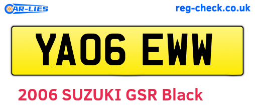 YA06EWW are the vehicle registration plates.