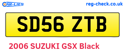 SD56ZTB are the vehicle registration plates.