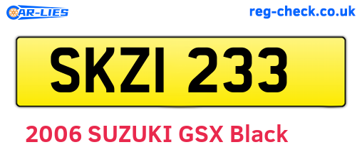 SKZ1233 are the vehicle registration plates.