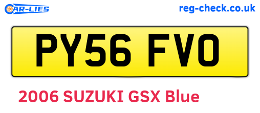 PY56FVO are the vehicle registration plates.