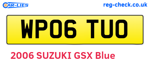 WP06TUO are the vehicle registration plates.