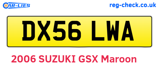 DX56LWA are the vehicle registration plates.