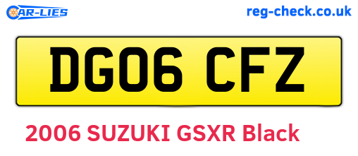 DG06CFZ are the vehicle registration plates.
