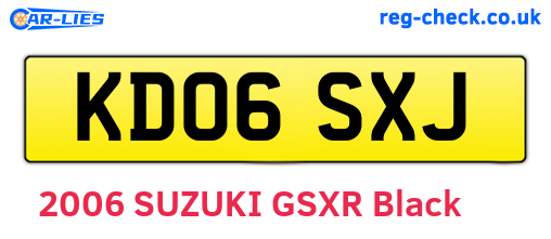 KD06SXJ are the vehicle registration plates.