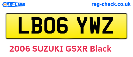 LB06YWZ are the vehicle registration plates.