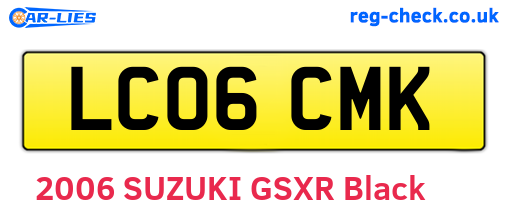 LC06CMK are the vehicle registration plates.