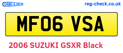 MF06VSA are the vehicle registration plates.
