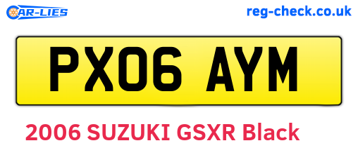 PX06AYM are the vehicle registration plates.