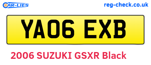 YA06EXB are the vehicle registration plates.