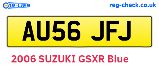 AU56JFJ are the vehicle registration plates.