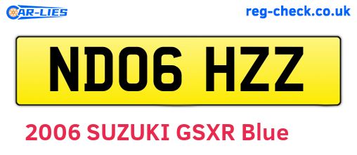 ND06HZZ are the vehicle registration plates.