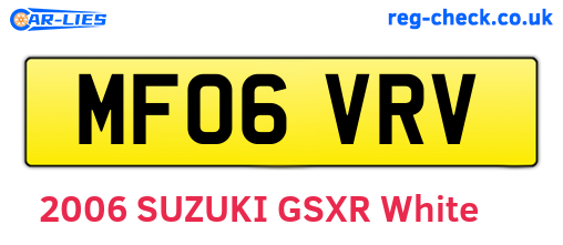 MF06VRV are the vehicle registration plates.