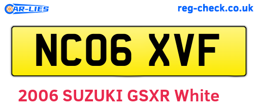 NC06XVF are the vehicle registration plates.