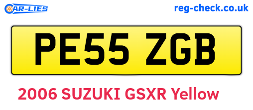 PE55ZGB are the vehicle registration plates.