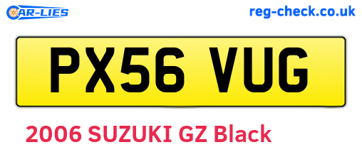 PX56VUG are the vehicle registration plates.