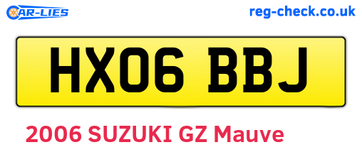 HX06BBJ are the vehicle registration plates.