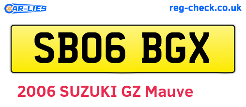 SB06BGX are the vehicle registration plates.