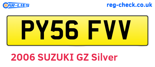 PY56FVV are the vehicle registration plates.