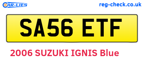 SA56ETF are the vehicle registration plates.