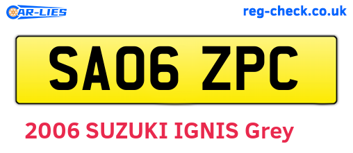 SA06ZPC are the vehicle registration plates.